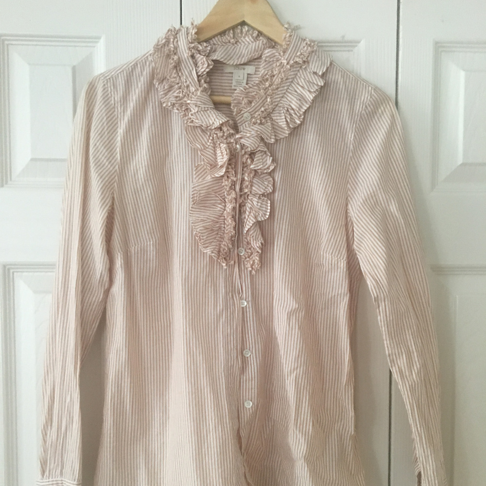 J. Crew Frill Front Stripped Button-down Size 6